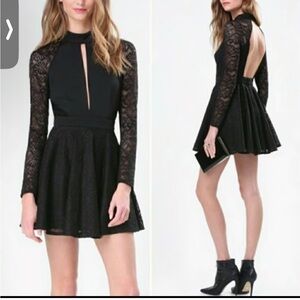 bebe Black Lace Backless Dress